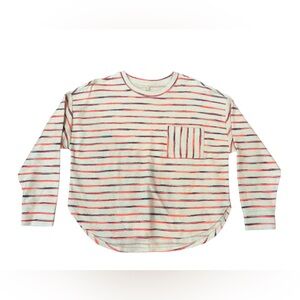 Lou & Grey Cream Long Sleeve Striped Top with Pink and Navy Accents